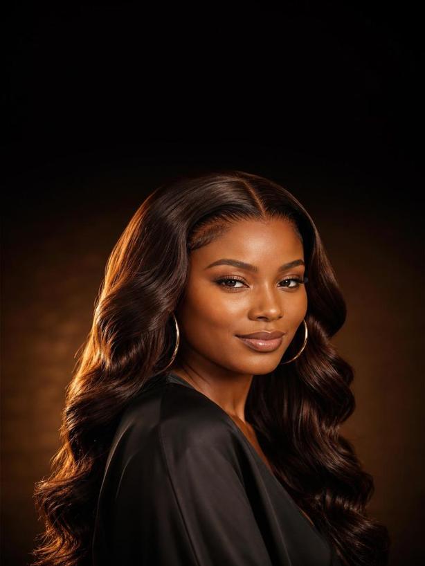 NURA Beauty client wearing a hand-finished wig