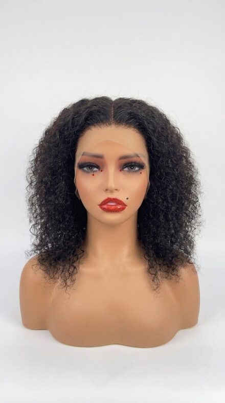 14 Inch Jerry Curl Human Hair Lace Front Wig - 1