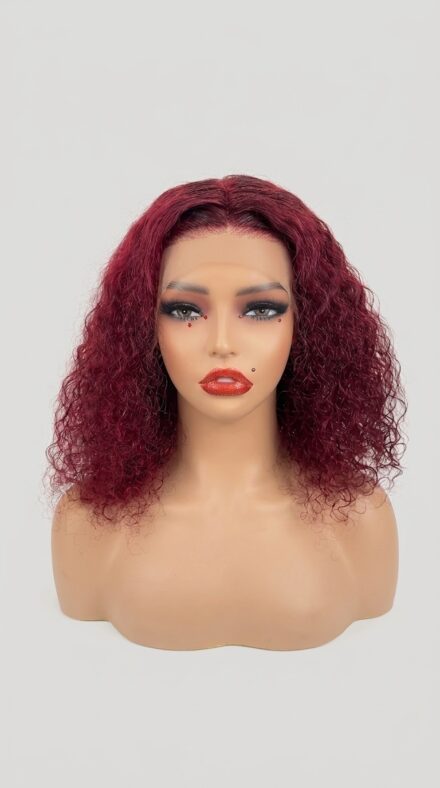 16 Inch Deep Curl Human Hair Lace Front Wig - 1
