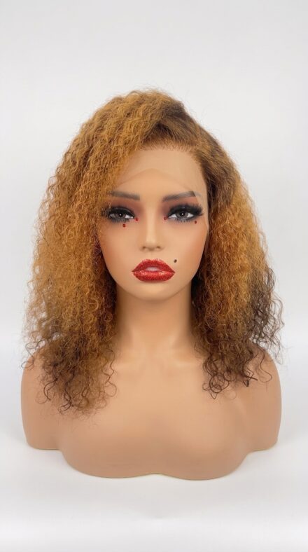 18 Inch Jerry Curl Human Hair Lace Front Wig - 1