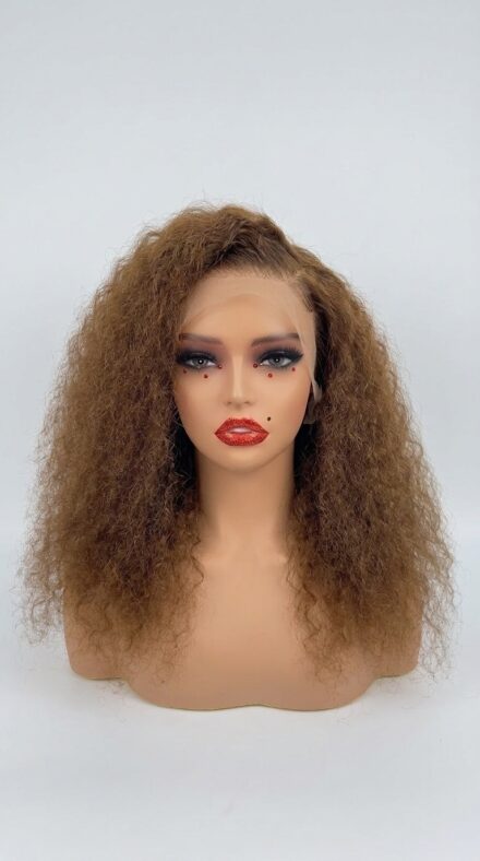 22 Inch Jerry Curl Human Hair Lace Front Wig - 1
