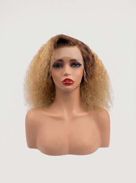 12 Inch Water Curl Human Hair Lace Front Wig - 1