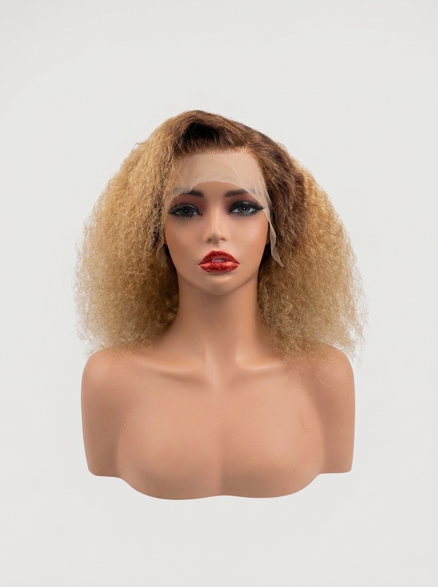 12 Inch Water Curl Human Hair Lace Front Wig - 1