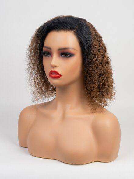 8 Inch Water Curl 4x4 Lace Closure Bob Wig - 1